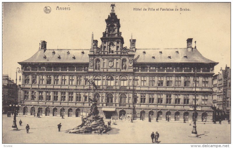 ANVERS, Hotel de Ville et Fontaine de Brabo, Antwerp, Belgium, 00-10s