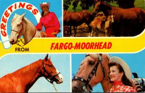 North Dakota Greetings From Fargo-Moorehaed With Horses