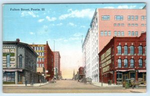 PEORIA, Illinois IL ~ FULTON STREET Scene ~ Luthy & Locher  1910s Postcard