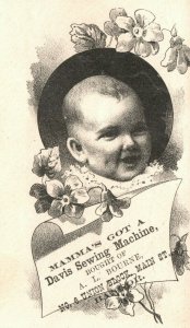 1880s-90s Baby Portrait Momma's Got Davis Sewing Machine Bangor A. L. Bourne