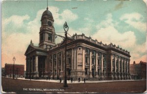 New Zealand Town Hall Wellington Vintage Postcard C097