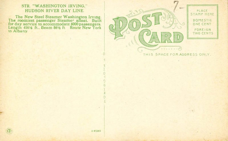 Hudson River Day Line - Steamer Washington Irving