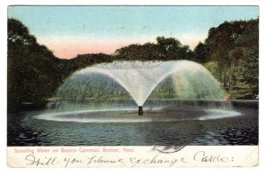 Spouting Water Boston Common, Massachusetts, Philip Butler Used 1907 Flag Cancel