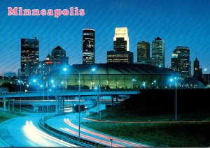 Minnesota Minneapolis Downtown At Twilight Showing Hubert H Humphrey Metrodom...