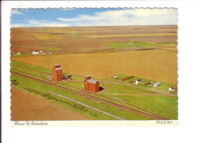 Qu 'Appelle Valley, Saskatchewan, Railway Tracks, Grain Harvest, Used 1976