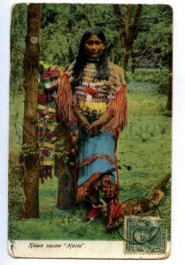 497191 USA 1906 year Indian girl Kiowa squaw Havta RPPC to Russia