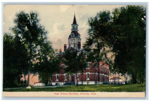 Clarinda Iowa IA Postcard High School Building Exterior Scenic View 1909 Antique