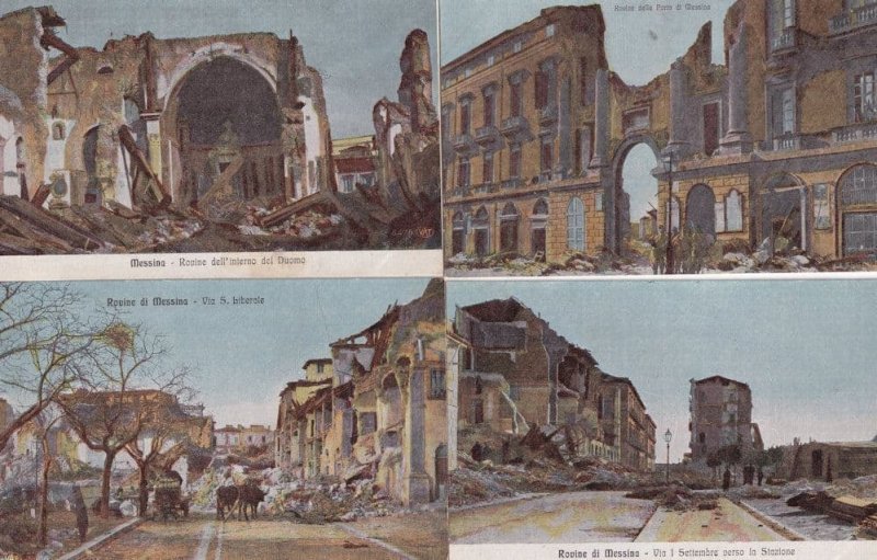 Messina Rovine 4x Italian Italy Disaster Earthquake Postcard s