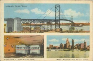 United States tunnel buses Detroit Windsor tunnel Ambassador bridge waterfront 