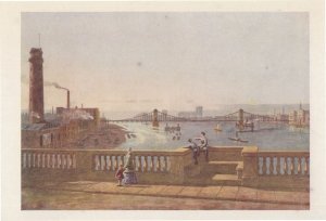 Hungerford Suspension Bridge Rare Painting London Postcard