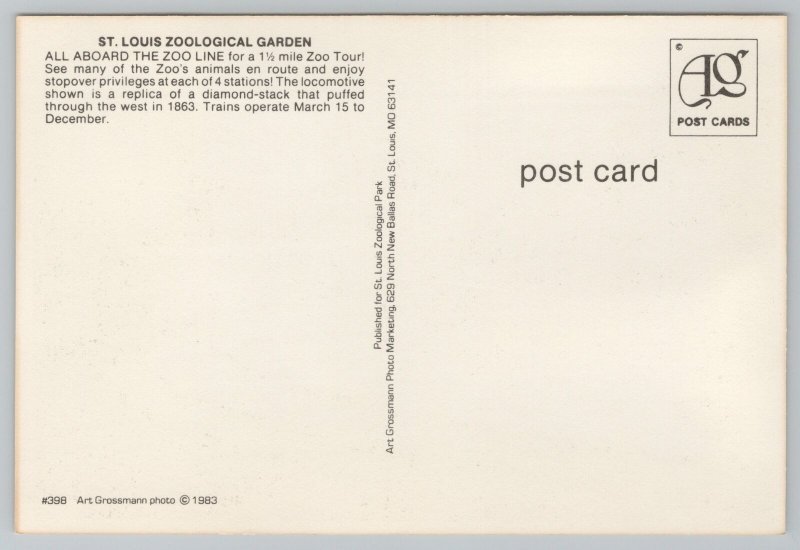 Train~St Louis Zoo Train Line Tour Train~Continental Postcard 