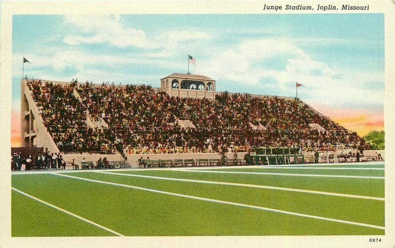 Joplin Missouri Jungle Stadium Adams News Teich linen Postcard 21-10305