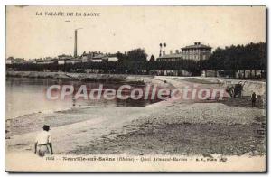 Old Postcard Neuville sur Saone Rhone Quai Armand Barb?s