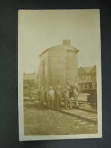 RR TRAIN YARD & MEN c1910 RPPC Nice Image!