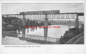 Canada, Ontario, Galt, Canadian Pacific Railway Train on Railroad Bridge