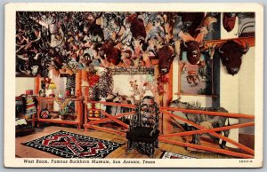 Vtg San Antonio Texas TX West Room Buckhorn Curio Store Museum 1940s Postcard