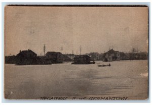 Dayton Ohio Postcard Broadway S Germantown Lake Houses Boat 1910 Antique Vintage