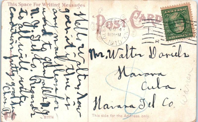 LAKE GEORGE, NY New York  PHANTOM ISLAND  Rowboat 1910   Postcard