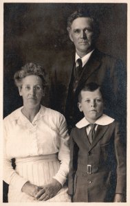 Vintage Postcard Mother Father and Son Photography Remembrance Photo