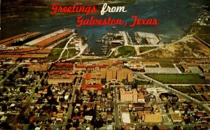 Texas Galveston Greetings With Aerial View Of St Mary Hospital John Sealy Hos...