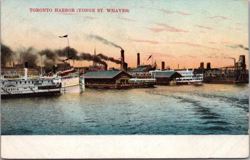 Toronto Harbour Yonge St. Whaves Ontario ON Ont Wharves Unused Postcard D42