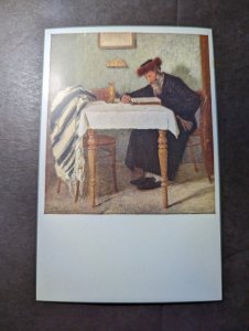 Mint Jerusalem Postcard Jewish Man Reading Book in Library