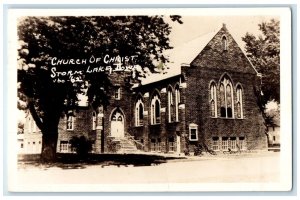 1948 Church Of Christ Storm Lake Iowa IA RPPC Photo Posted Vintage Postcard