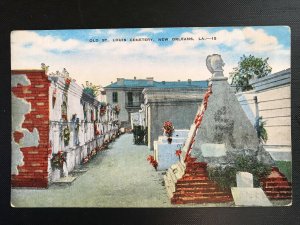 Vintage Postcard 1940's Old St. Louis Cemetery New Orleans Louisiana (LA)