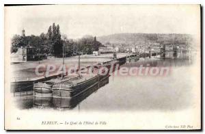 Old Postcard Elbeuf Le Quai De I'Hotel Town