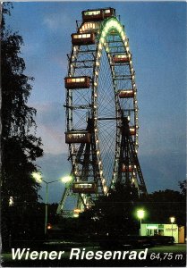 VINTAGE CONTINENTAL SIZE POSTCARD THE PRATER AND THE GIANT WHEEL VIENNA AUSTRIA