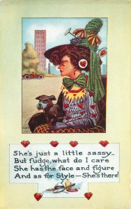 Romance Valentines Postcard Life Comic Series 2 She's Sassy with Dog & Style