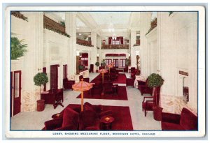 Lobby Showing Mezzanine Floor Morrison Hotel Chicago Illinois IL Postcard