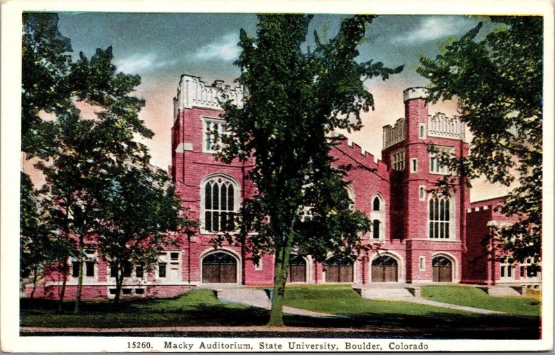 Vtg Boulder Colorado CO Macky Auditorium State University 1920s View Postcard