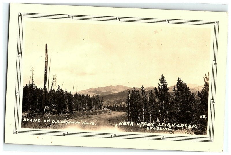 1925-42 Scene U S Highway #16  Upper Leigh Creek Crossing Rppc Postcard Idaho 