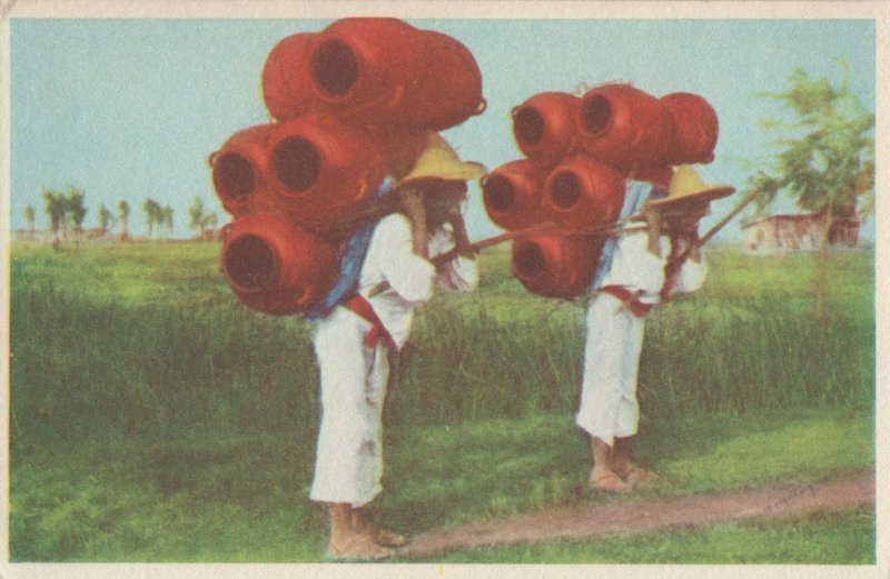 Mexico Typical Pottery Vendors Vendedores De Ollas Old Postcard