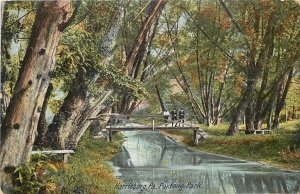 Harrisburg Pennsylvania~Paxtang Park~Boys Lean On Bridge over Creek~1907