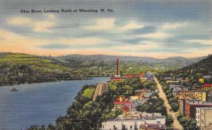 Wheeling West Virginia 1940s Postcard Ohio River Looking North