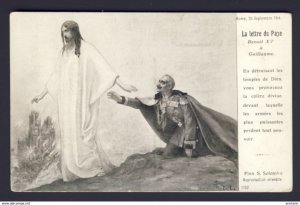 PATRIOTIC WWI Kaiser Guillaume holy man pushes him away - S. Solomko artist