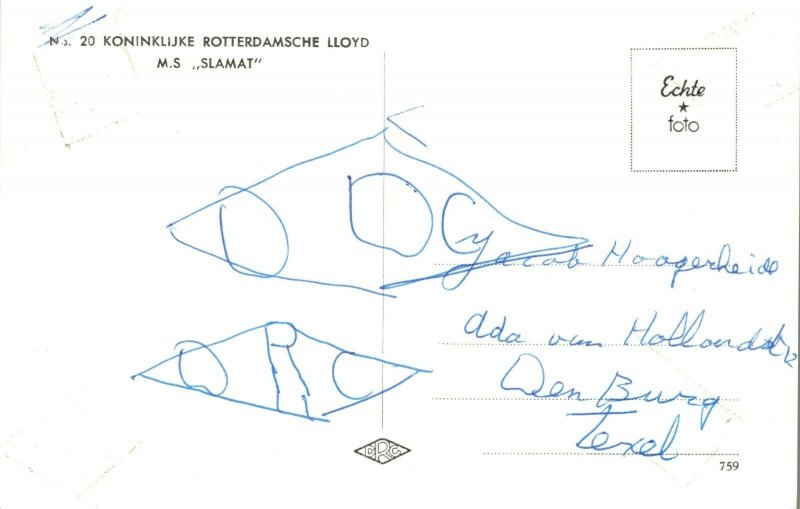 Rotterdam Lloyd M.S. Slamat RPPC 05.32
