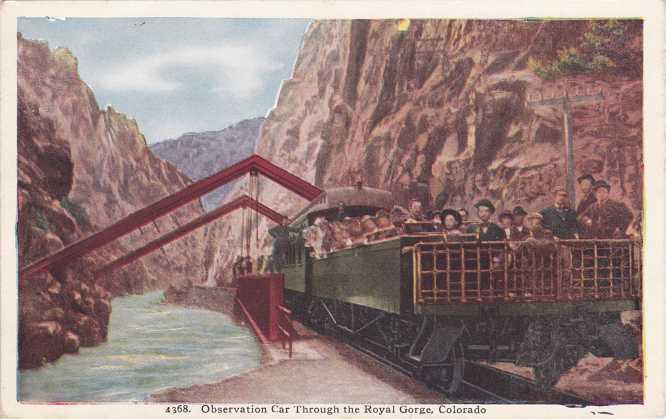 Observation Car on Denver and Rio Grande Railroad - Royal Gorge CO Colorado - WB