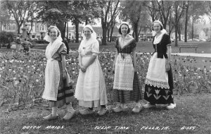 H14/ Pella Iowa RPPC Postcard 1939 Dutch Maids Tulip Time