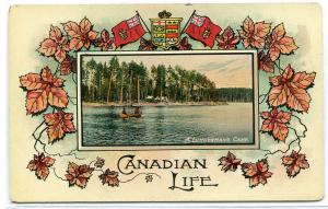 Lumberman's Camp Canoeing Canadian Life Canada 1910c postcard