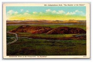 Independence Rock Sweetwater River Alcova Wyoming WY UNP WB Postcard Z10