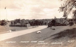 ANGOLA INDIANA~ENTRANCE POKAGON STATE PARK~1940s REAL PHOTO POSTCARD