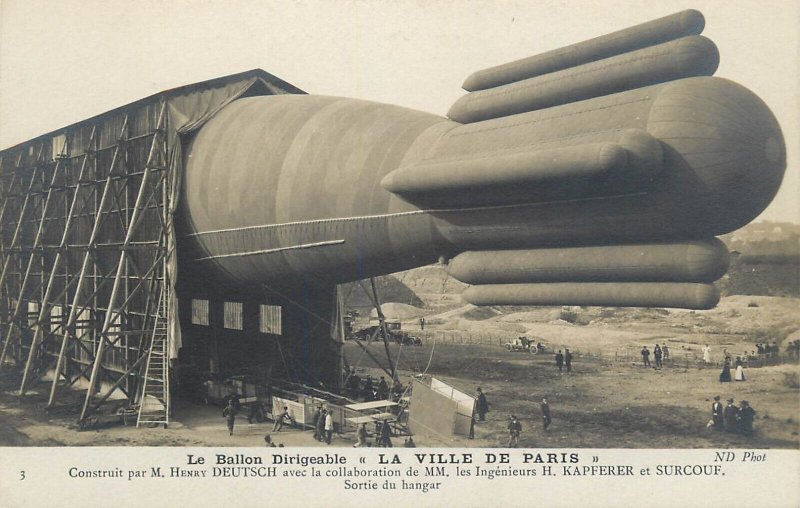 The Airship Balloon “The City of Paris” built by Henry Deutsch Zeppelin hangar