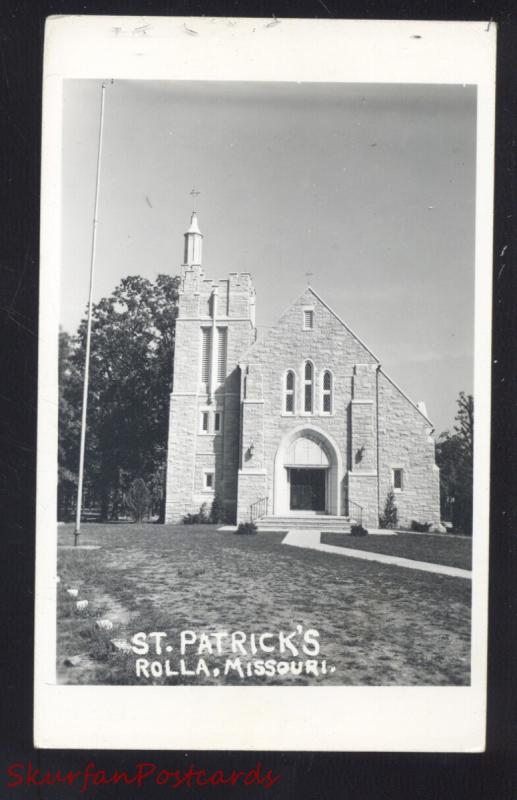 RPPC ROLLA MISSOURI ST. PATRICK'S CHURCH VINTAGE REAL PHOTO POSTCARD MO.