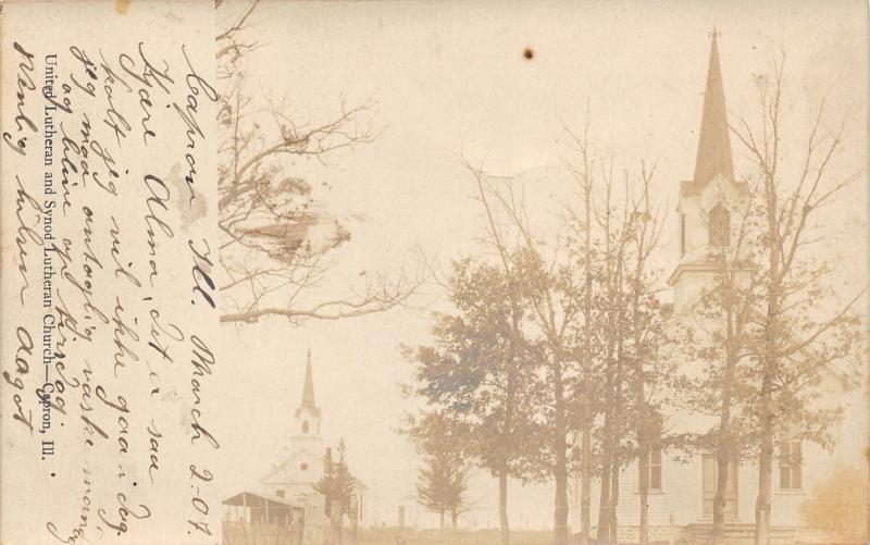 Capron Illinois~United Lutheran & Synod Lutheran Church~1907 RPPC