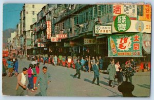 Hong Kong Postcard Pei Ho Street One of Main Roads in Kowloon 1961 Vintage