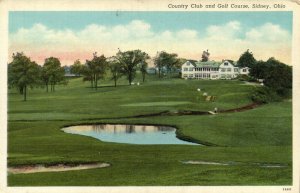 PC GOLF, OHIO, SIDNEY, COUNTRY CLUB & GOLF COURSE, Vintage Postcard (b45846)