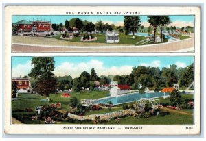 c1940 Multi-View Del Haven Hotel Cabins North Side Belair Maryland MD Postcard 